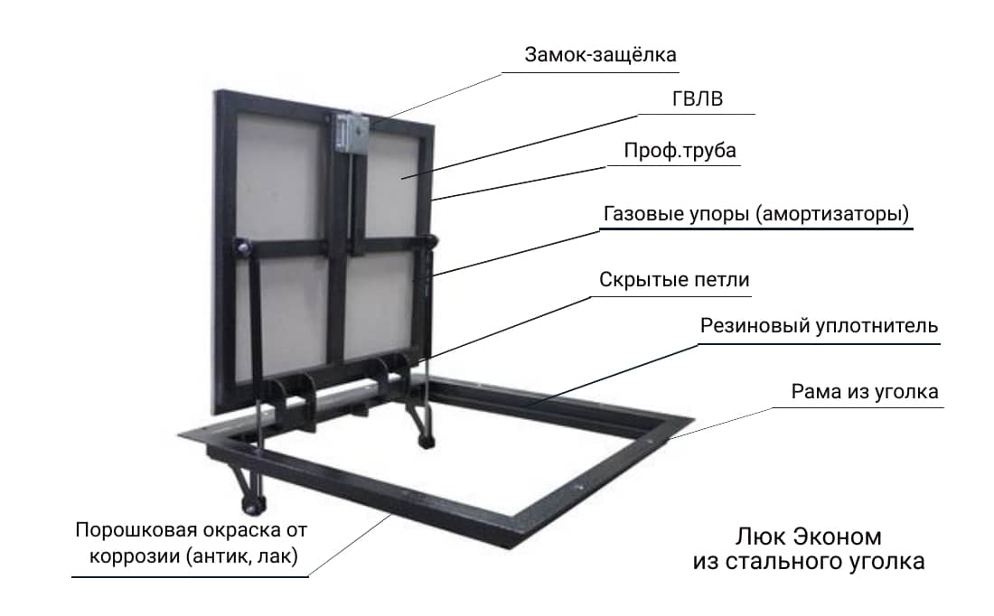 Напольный люк с газовыми амортизаторами Портал 60-90