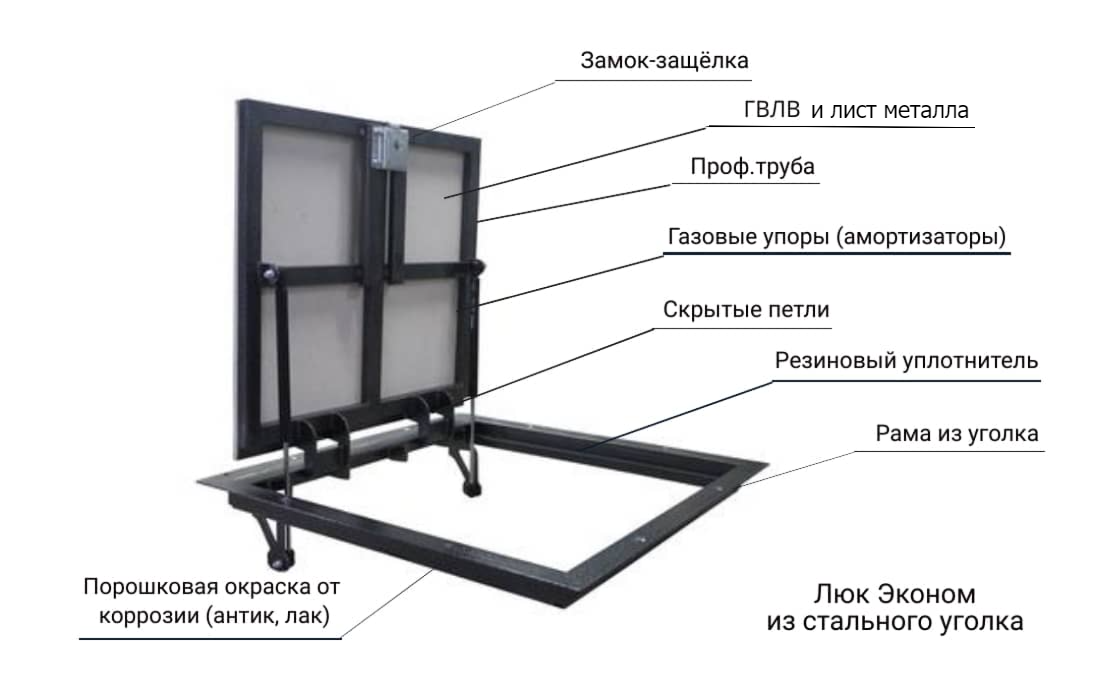 напольный люк под плитку с амортизаторами купить